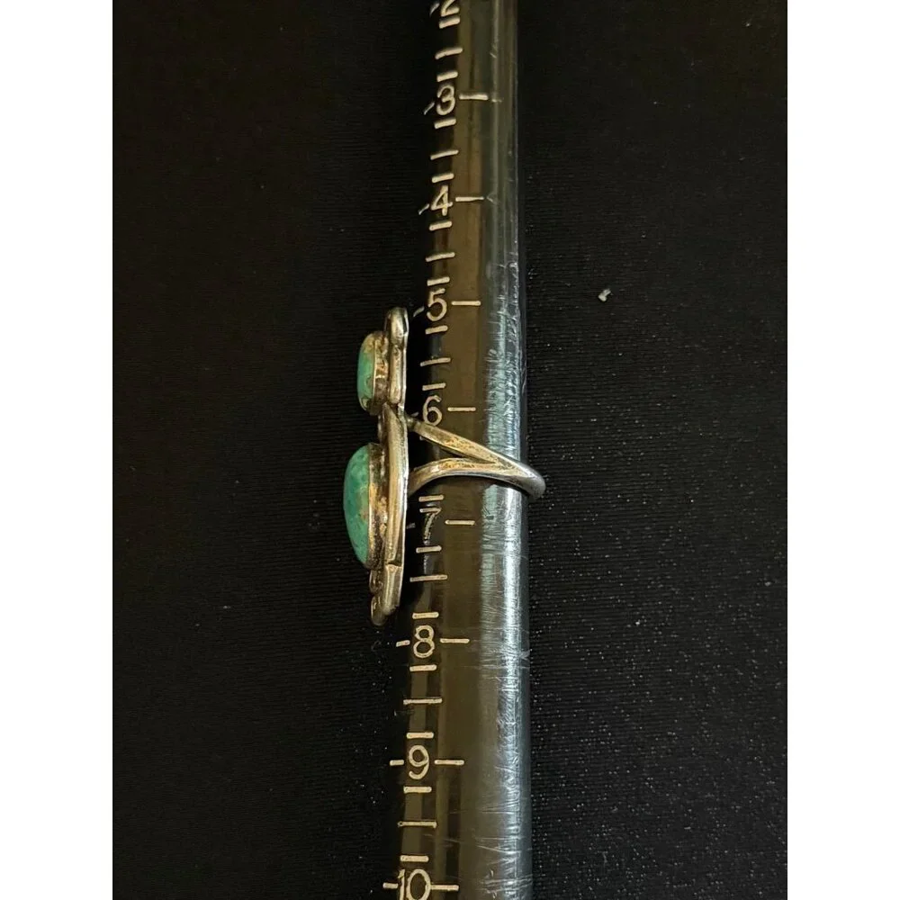 Large 2-Turquoise Silver Ring‎